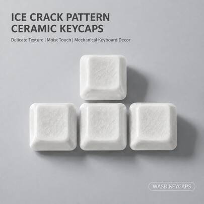 White Ice Crack Pattern WASD Ceramic Keycaps, Cera Key, Cherry Height, Compatible With Cherry/MX Switches, Suitable For Gifts And Personal Use, Hot-Swappable Keycaps, High-Value Personalized Keycaps, Keyboard DIY, Custom Keycaps, Desktop Matching, Customized Keycaps, Keycap Set, Gaming Keycaps, Keyboard Accessories, Cute Keycaps