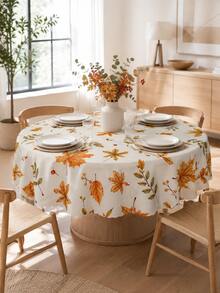 1pc Autumn Leaf Tablecloth, Vintage Fall Maple Leaves Pattern Table Cover, Rustic Farmhouse Polyester Dining Table Cloth For Kitchen Home Decor Thanksgiving - D - View 4