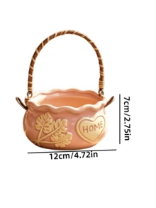 1PC Creative Personalized Succulent Small Handheld Flower Pot Ceramic Embossed Coarse Pottery Breathable Fresh Succulent Plant Gardening Potted Plant Desktop Decoration Home Decor Ornament - A - View 9