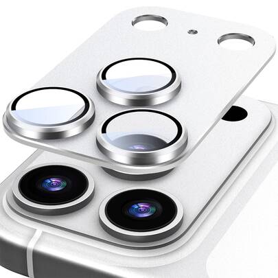 CASECOPS 1PC Camera Lens Protector Compatible With Iphone 17 Pro Max/17 Pro, Not Fragile, Strong Adsorption, Suitable For Phone Cases, Metal Tempered Glass Rear Camera Screen Protector, Silver