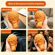 1pc Large Chicken Drumstick Squeeze Toy, Crispy ASMR Sound Stress Relief Fidget Toy, Realistic Food Shape Sensory Decompression Toy, Suitable For Adults, Creative Holiday Birthday Gift - Multicolor - View 6
