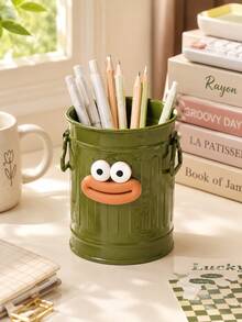 Cute Cartoon Big Mouth Pen Holder, Large Capacity Plastic Desktop Storage Cup With Handle, Multi-Function Pen Brush Makeup Brush And Office Supplies Organizer, Cute Desktop Accessory For Home Office And School - Multicolor - View 6