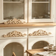 2pcs Solid Wood Carving Horizontal Flowers, Home Decorations, Woodworking Supplies, Suitable For Cabinets, Doors And Windows, Furniture, Background Walls, Porches, Offices And Other Decorations, Holiday Decorations, DIY Decorations. - Multicolor - View 6