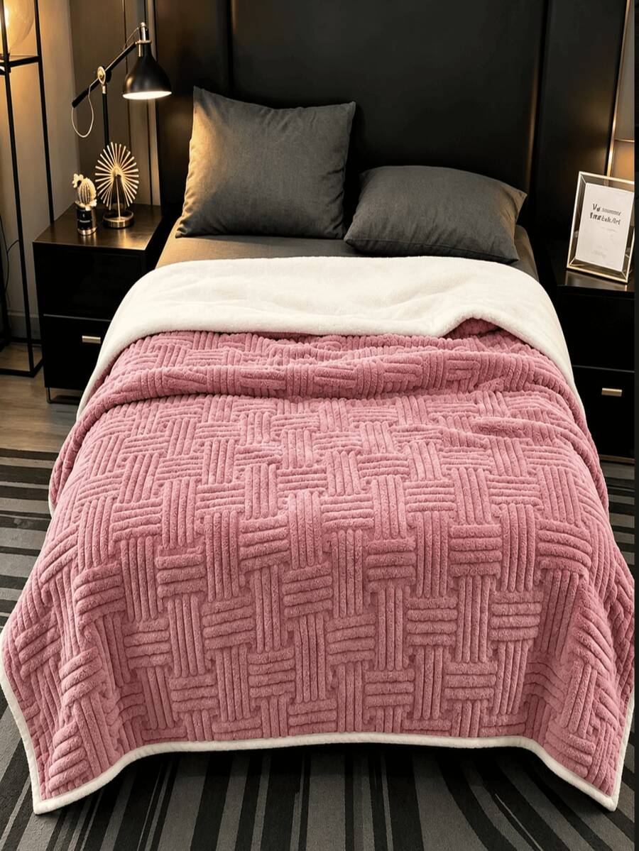 Queen Size Quilted Blanket, Soft And Warm, 7 Colors - Pink - View 1