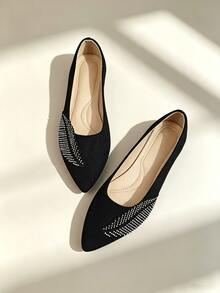 1 Pair Women's Flat Pointed Toe Pumps 2026 Autumn New Style Solid Color Fairy Commuter - Black - View 1
