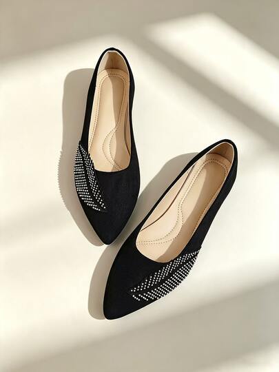 1 Pair Women's Flat Pointed Toe Pumps 2026 Autumn New Style Solid Color Fairy Commuter