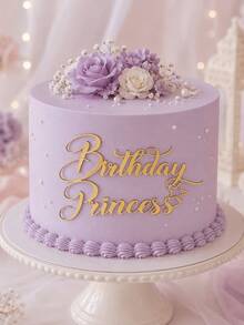 1pc/3pcs/5pcs "Princess Birthday" PMMA Cake Topper Picks, Modern Letter Cake Decoration For Birthday Party, Birthday Cake Decor Gift, DIY Cake Decorating Supplies, Baking Decoration, Baking Supplies, Cake Accessories, Kitchen Essentials, Holiday Gift - Gold - View 5