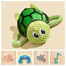 海龜狗咬玩具，海洋動物狗咬玩具，幼犬出牙卡通發聲狗玩具，可愛毛絨狗玩具，寵物玩具，互動玩具，適合小型、中型和大型犬貓，不適合粗暴玩耍和啃咬。萬聖節、聖誕節、新年 - 彩色 - 查看 2
