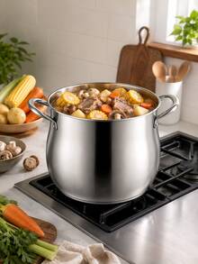 1PC Deep Stainless Steel Hot Pot With Glass Lid, Large Double Handle Cooking & Serving Pot For Family Hot Pot, Seafood Boil, Soup And Dinner Gatherings - View 8