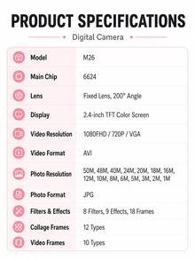 Câmera Digital CCD Vintage, Resolução de Foto e Vídeo de Alta Definição de 50MP, Zoom Digital de 16x, Câmera Compacta Portátil Point-And-Shoot, Flash de Preenchimento Integrado, Câmera Leve para Gravação de Vlog, Adequada para Adolescentes, Estudantes, Iniciantes, Perfeita para Fotografia Diária - Visão 4