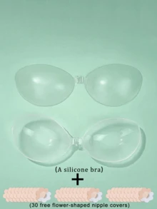 1 Seamless Silicone Bra (30 Nipple Covers Included With Purchase),Helps To Support And Shape The Underarm Area, Suitable For Various Revealing Outfits - Multicolor - View 11