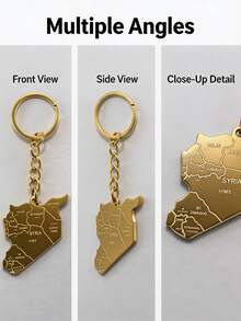 Stainless Steel Map Keychain – Durable Travel Inspired Souvenir For Keys, Bags & Gifting - Multicolor - View 4