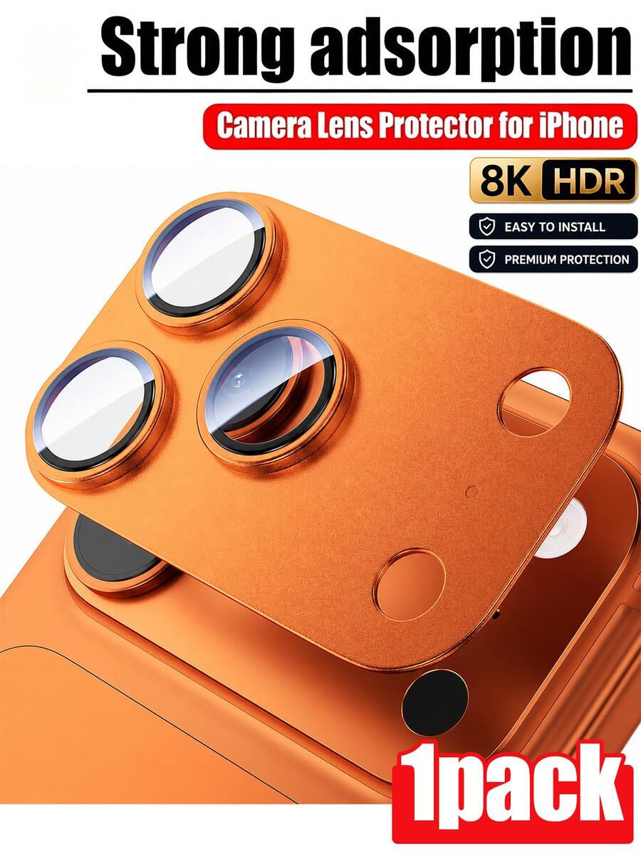 CASECOPS Orange 1片相機螢幕保護貼，適用於 iPhone 17 Pro Max/17 Pro，頂級 9H 鋼化玻璃，強吸附力，相容手機殼設計，防刮、防指紋、防塵，全覆蓋防刮防撞鏡頭蓋，高透明度，時尚耐用手機配件