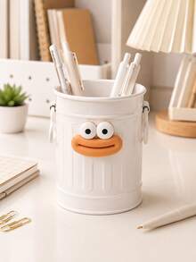 Cute Cartoon Big Mouth Pen Holder, Large Capacity Plastic Desktop Storage Cup With Handle, Multi-Function Pen Brush Makeup Brush And Office Supplies Organizer, Cute Desktop Accessory For Home Office And School - Multicolor - View 5