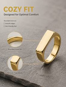 1pc Fashion Stainless Steel Rectangular Polished Women's Ring - Yellow Gold - View 3