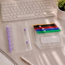 A7 Macaron Loose-Leaf Binder Cover And 14 Zipper Pouch Set - Multicolor - View 14