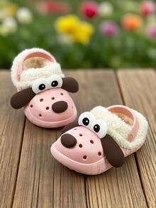 HAHABOBO New Winter Kids Cute Dog EVA Clog Slippers, Fleece Lining Warm, Easy On/Off For Boys And Girls, Great Holiday Gift (Random Color) - Pink - View 2