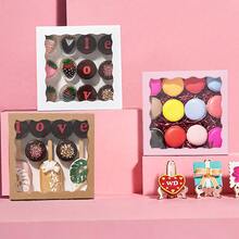 6/12pcs 20.32cm X 20.38cm Bread Box, Pie Box, Cookie Box, Chocolate Strawberry Box, Cake Box/Suitable For Wedding/Birthday/Christmas/Holiday - Pink - View 7