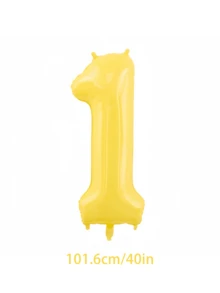 1pc 40 Inch Yellow Number Balloon, Large Giant Number Polyester Foil Helium Balloon, Champagne Gold, Suitable For Birthday, Party Celebration, Graduation, Anniversary, Photography, Platinum Theme Decoration - Multicolor - View 2