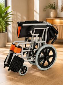Silla de ruedas de traslado con reposabrazos acolchado para personas mayores, plegable y ligera, silla de ruedas portátil para ancianos, silla de rueda de viaje Soporta hasta 110 kg, Z-OR260C - Ver 7