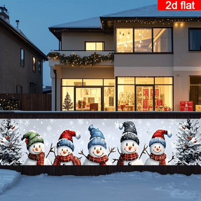 1 pieza Bandera de patio con muñeco de nieve lindo de Navidad, decoración para fiesta de Navidad, decoración del hogar de Navidad, tela de poliéster, adecuada para fiesta de Navidad, Nochebuena, interior/exterior, patio, jardín, porche, puerta, decoración de habitación