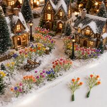 20/60/100pcs Artificial Mini Floral Decorations, Suitable For Wedding And Birthday Party Decor, Model House Sculpture Scenes, Premium Miniature Models For Collectors And Event Planners, Applicable For Car,Balcony, Patio And Outdoor Garden Decoration - Multicolor - View 2