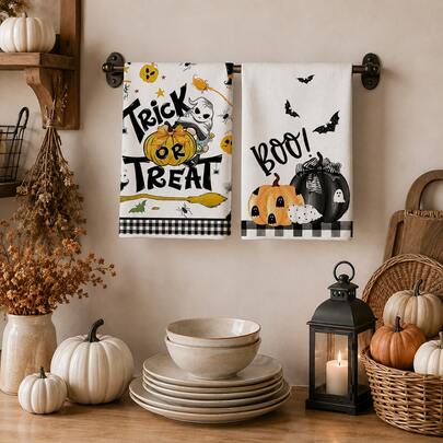 1 pieza Toalla de mano con temática de Halloween, - Tela de poliéster duradera, adecuada para fiesta de Halloween, decoración del hogar, fiesta temática y reunión, toalla decorativa con estilo de Halloween