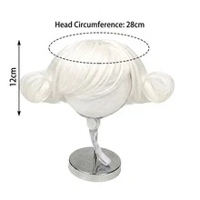 1 Pet Cat And Dog Wig, White Curly Hair With Bangs Style Short Hair Accessory, Suitable For Cats And Dogs To Wear, Suitable For Taking Fun And Funny Holiday Pet Photos, Attending Theme Parties, Birthday Parties, And Daily Outfits - White - View 5