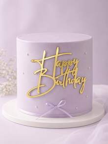 1件裝壓克力生日蛋糕裝飾品，廚房烘焙裝飾，DIY蛋糕裝飾，生日派對蛋糕用品，節日與聖誕裝飾禮物，聖誕節 - 金色 - 查看 4