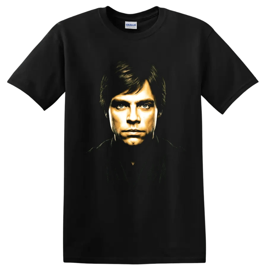 Luke Skywalker Portrait Movie T Shirt Sci Fi Hero Fan Art Graphic Tee Film Gift - 黑色的 - 查看 1