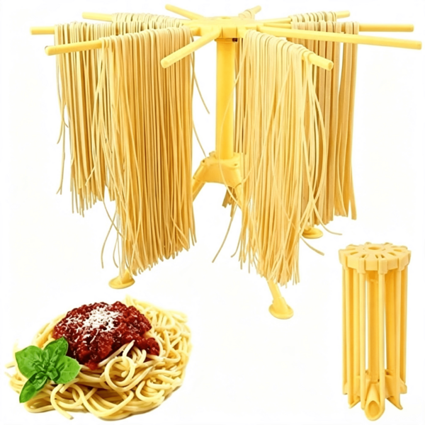 Asciugatore per pasta pieghevole per uso domestico, asciugatore per pasta compatto, montaggio rapido e facile da pulire, elettrodomestico da cucina, giallo