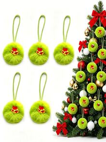 Faux Rabbit Fur Christmas Plush Ball Hanging Decor, DIY Holiday Decoration, Suitable For Christmas Tree, Halloween Party, Home Decor, Cute Plush Ball Pendant, Perfect Holiday Gift - Multiple Styles - View 14