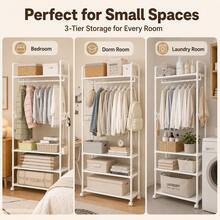 Rolling Garment Rack With Shelves - View 6