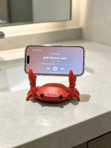 1pc Crab Shaped Phone Holder, Bright Red Compact Size, Anti-Slip Stable Phone Stand, Suitable For Sink, Bedside Table, Office Desk, Dining Table, Cute Marine Animal Cartoon Style, Desktop Decor Ornament, Hands-Free Viewing Accessory, Graduation Gift, Popular Atmosphere Desktop Gadget - Multicolor - View 3