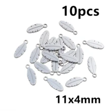 10pcs Stainless Steel Leaf Feather Charms Pendant For Necklace Earring Bracelet DIY Crafts Jewelry Making Accessories Findings - Feather - View 18