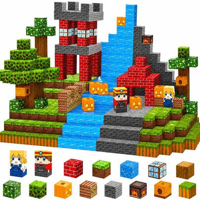Juego de Bloques de Construcción Magnéticos, Juguete STEM de Educación Temprana, Construye Mi Mundo Magnético del Bosque, Regalo para Niños de 3 Años y Mayores