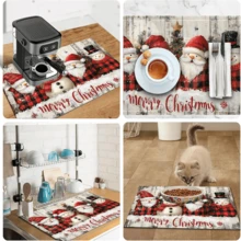 1pc Dish Drying Mat, Coffee Machine Mat, Christmas Theme Dish Drying Mat Red & Black Plaid Absorbent Quick Dry Table Mat, Scratch-Resistant Protective Mat, Restaurant Christmas Decor Mat, Kitchen Holiday Decor Mat, Home Gift, Tabletop Decoration - XYLSD-868 - View 11