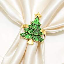 8/12 cái vòng giữ khăn ăn hình cây thông Noel màu xanh, trang trí bàn tiệc, giá giữ khăn ăn hình cây thông Noel, đồ trang trí lưu trữ khăn ăn, phù hợp trang trí nhà cửa, dụng cụ bày bàn tiệc khách sạn - màu xanh lá - Xem 4