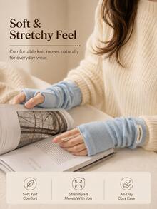 Women's Fingerless Gloves, Thick Warm Wrist Guards, Soft Elastic Fabric, Suitable For Driving, Office And Outdoor Activities, Ideal Gift For Autumn/Winter, Portable Warmth Essential - Multicolor - View 7
