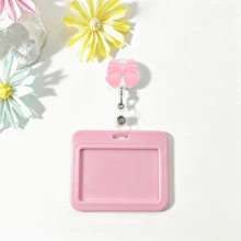 1 Set Exquisite Cute Pink Bow Nurse ID Badge Retractable Reel Clip With Horizontal Slide Card Holder, Gift For Doctors, Nurses, Teachers, Students, Office Staff - B - View 10