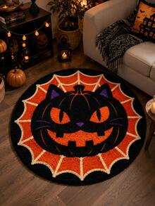 1PC Halloween Theme Round Rug, Decorative Carpet, Floor Mat, Cradle Mat, Suitable For Living Room, Bedroom, Study, Warm Home Decor Atmosphere Rug, Gentle New Style, Fresh And Healing Style, Fits Creamy Style Bedroom, Girl Style Bedside Area And Other Bedroom Decor Scenes, Small Rug, Carpet, Home Decor, Living Room Rug, Living Room Small Rug, Bedroom Rug, Living Room Home Decor, Outdoor Rug, Washable Rug - Multicolor - View 2