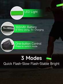 Teckwe LED 發光臂章，適合夜間跑步與步行，跑步者用臂章，可充電慢跑燈，運動腕帶，派對用品 - 發光運動臂帶 - 查看 3