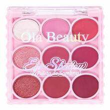 Paleta de Sombras 9 Cores Maquiagem Rosa Nude Marrom com Glitter Perolado e Tons Matte para Olhos - KIT COM 3 - Visão 2