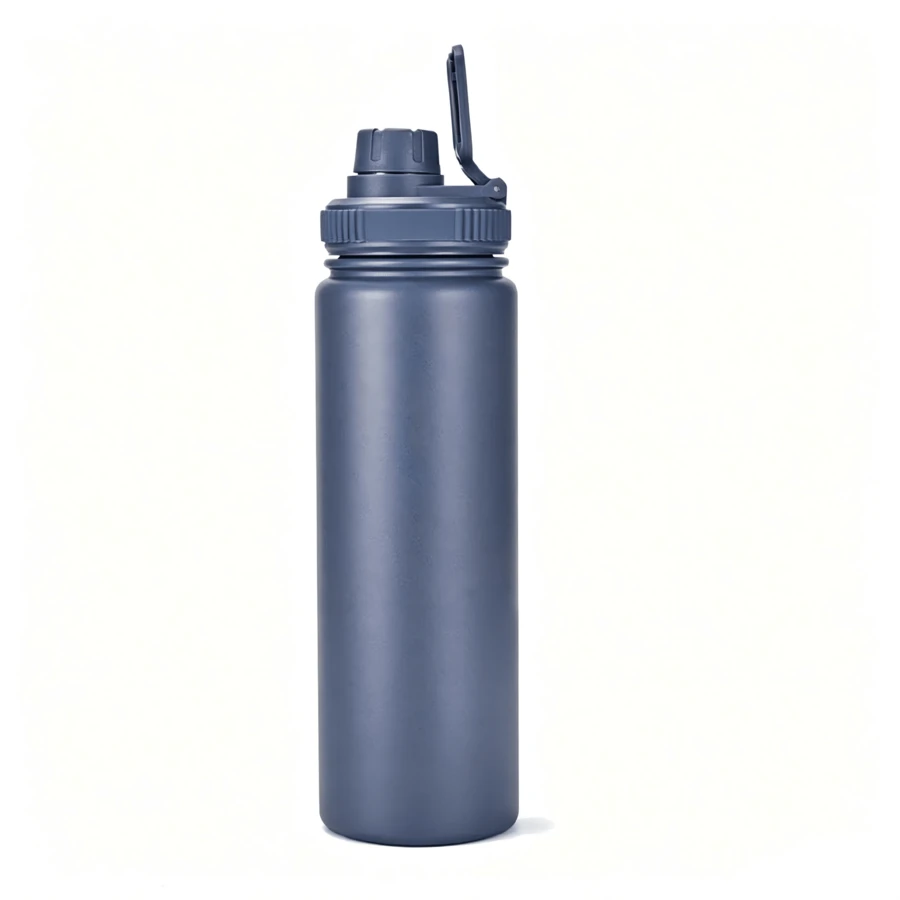 1 piazes Botella de agua aislada de acero inoxidable con popote para deportes y viajes, sin BPA, 22 oz/650 ml - Azul Marino - Ver 1