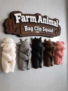 10入/5入創意3D動物小隊零食密封夾，多款可愛寵物狗兔灰貓熊3D密封夾，食品包裝袋防潮保鮮夾，廚房零食袋密封工具，可愛居家日常小禮物 - 彩色 - 查看 6