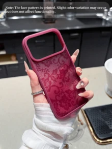 1件蕾絲圖案設計酒紅色親膚磨砂透明手機殼，適用於 iPhone 17 17 Pro 17 Air 17 Pro Max 11 11 Pro 11 Pro Max 12 12 Pro 12 Pro Max 13 13 Pro 13 Pro Max 14 14 Pro 14 Plus 14 Pro Max 15 15 Pro 15 Plus 16 16 Pro 16 Pro Max 16 Plus 18 18 Pro 18 Pro Max - 酒紅色 - 查看 2