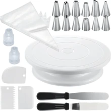 130pcs Cake Decorating Tools, Includes 11-Inch Cake Turntable, 110pcs 9.8-Inch Thickened Piping Bags, 12pcs Piping Tips, Cake Spatula And Other Piping Tools, Suitable For Home Baking, Buttercream DIY - View 2