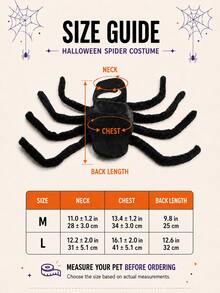 Halloween Giant Spider Pet Costume, Bendable Legs Adjustable Plush Spider Outfit, Suitable For Dogs, Cats, Puppies Cosplay Costume, Halloween Party Photo Prop - Multicolor - View 2