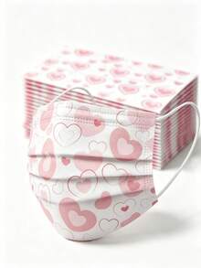 White Heart-Shaped Adult Face Mask, Disposable, 3-Ply Melt-Blown Non-Woven Fabric, Waterproof And Skin-Friendly Protective Mask - White - View 2