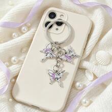 Gradient Enamel Butterfly Keychain, Silver Alloy Fairy Butterfly Pendant Key Ring, Aesthetic Backpack Handbag Charm Accessories For Girls - Multicolor - View 10